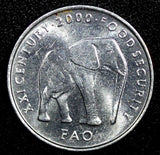 SOMALIA  Aluminum  2000 5 Shillings Elephant FAO UNC KM# 45 (24 134)