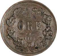 SWEDEN Oscar II Bronze 1873 L A. 1 Ore 19.8 mm KM# 728 (20 491)