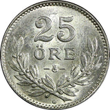 Sweden Gustaf V Silver 1940 G 25 Öre  KM# 785 (22 042)