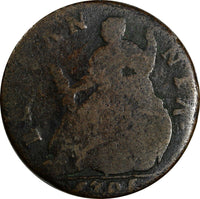 Great Britain William III Copper 1701 1/2 Penny ERROR "BRITANNIA"RARE KM# 503(8)