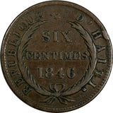 HAITI Copper 1846 // AN 43  6 Centimes Ex.Wolfgang Schuster Coll.KM# 28 (17 549)