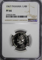 Panama Copper-Nickel PROOF 1967 1/4 Balboa NGC PF66 Mint-20,000 KM# 11.2a (099)