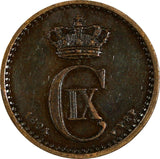 Denmark Christian IX Bronze 1894 VBP 1 Ore 1st Year Type KM# 792.2 (18 594)