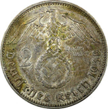 Germany - Third Reich Silver 1938 A 2 Reichs Mark Hindenburg KM# 93 (22 294)