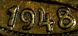 Peru Brass 1948/8 10 Centavos 3 YEARS TYPE aUNC Toning SCARCE KM# 226.1