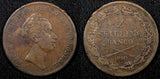 Sweden Oscar I Copper 1850 2 Skilling Banco 33.5 mm Mintage-81,000 KM#664 (563)