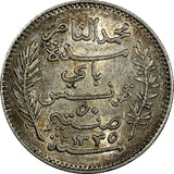 TUNISIA Muhammad V Silver AH1335 1916 A 50 Centimes aUNC Toned KM# 237 (18 977)