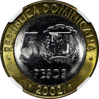 Dominican Republic Sánchez 2002 5 Pesos Magnetic NGC MS67 TOP GRADED KM# 89 (7)
