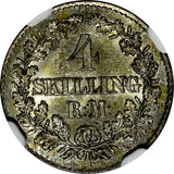Denmark Christian IX Silver 1871 CS 4 Skilling Rigsmont NGC AU58 KM# 775.2 (099)