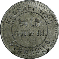 GERMANY Zinc Token 1/4 Liter  FAẞBIER SCHWABING KRANKENHAUS 31mm (18 401)