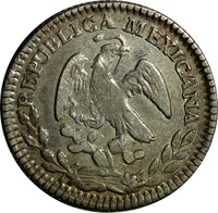 Mexico FIRST REPUBLIC Silver 1857 Zs MO 1 Real Zacatecas Mint KM# 372.10