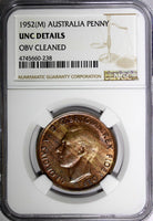 Australia George VI  Bronze 1952 (M) 1 Penny NGC UNC DETAILS KM# 43 (238)