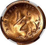 Rhodesia Bronze 1970 1/2 Cent NGC MS65 RD NICE FULL RED TONING KM# 9 (002)