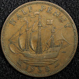 Great Britain George VI Bronze 1938 1/2 Penny  KM# 844 (24 228)