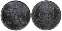 Sweden Gustaf V Iron 1949 1 Öre GEM BU  KM# 810 (21 870)