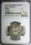 BOHEMIA Johann von Luxemburg (1310-46) Prague Groschen NGC XF40  Donebauer-817