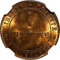 France Bronze 1879 A 1 Centime Paris Mint NGC MS66 RB TOP GRADED KM# 826.1 (042)