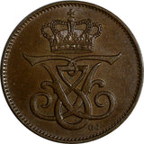 Denmark Frederik VIII Bronze 1907 VBP GJ 2 Ore Ch UNC  KM# 805