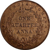 India-British Victoria Copper 1858 1/4 Anna KM# 463.1 (19 377)