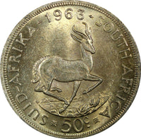 South Africa Silver 1963 50 Cents 38.8mm High Grade Mintage-157,000 KM# 62 (194)
