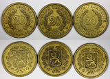 Finland Aluminum-Bronze LOT OF 3 COINS 1938,1939  20 Markkaa  KM# 32  (893)