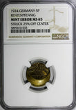 Germany-Weimar 1924 5 Rentenpfennig NGC MINT ERROR MS65 SCARCE KM# 32 (033)