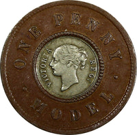 GREAT BRITAIN Victoria ND (1844 1 Penny Model Token Copper-Silver 22 mm (20 647)