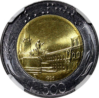 Italy Bi-Metallic 1986 R 500 Lire NGC MS63 GEM BU KM# 111 (27)