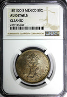 Mexico SECOND REPUB. 1871 GO S 50 Centavos MINT-148,000 NGC AU DET.RARE KM#407.4