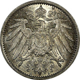 Germany - Empire Wilhelm II Silver 1908-A 1 Mark aUNC Light Toning KM14(10 027)