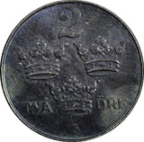 Sweden Gustaf V Iron 1950 2 Öre Last Year Type Unc KM# 811 (21 891)