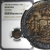 Mexico SPANISH Fernando VII Silver 1821 MO JJ 1/2 Real NGC AU DET. KM# 74 (103)