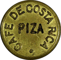 Costa Rica Brass Cafe Token "PIZA" 1/4 Cajuela High Grade 21mm (20 160)