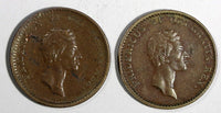 DENMARK Frederik VI Copper LOT OF 2 COINS 1813 1 Rigsbankskilling KM# 680 (568)