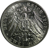 German States BAVARIA Otto Silver 1907 D 2 Mark BETTER DATE KM# 913