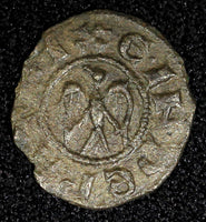 ITALY, Kingdom of Sicily. Henry VI and Constance. 1194-1197. BI Denaro (22 603)