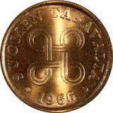 Finland Copper 1966 5 Penniä Choice BU KM# 45 (20 210)