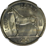 Ireland Republic Copper-Nickel 1964 1/2 CROWN Horse NGC MS65 GEM BU KM# 16a (39)