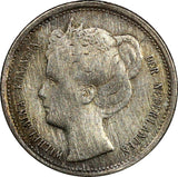 Netherlands Wilhelmina I Silver 1901 10 Cents VF Details Light Toning KM# 119