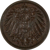 Germany - Empire Wilhelm II Copper 1890 A 1 Pfennig UNC KM# 10 (19 588)