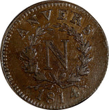 French States ANTWERP Napoleon I Bronze 1814 R 10 Centimes SCARCE KM# 5.3 (235)