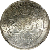 SWEDEN Silver Jubilee Oscar II 1897 EB 2 Kronor NGC MS65 KM# 762 (041)