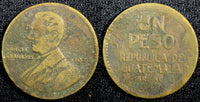 GUATEMALA Provisional Coinage Miguel Garcia Granados 1923 1 Peso KM# 233 (409)