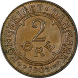 Denmark Frederik VIII Bronze 1907 VBP GJ 2 Ore  KM# 805 (21 235)