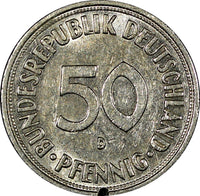 Germany - Federal Republic Copper-Nickel  1969 D 50 Pfennig KM# 109.1   (21 447)