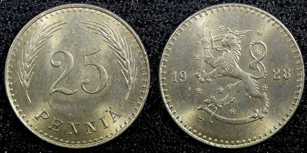 FINLAND Copper-Nickel 1928 S 25 Penniä GEM BU KM# 25 (23 029)