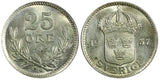Sweden Gustaf V Silver 1937 G  25 Öre  Small "G" GEM BU KM# 785 (22 048)