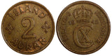 Iceland Christian X Bronze 1942 2 Aurar KM# 6.2 (20 513)