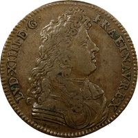 FRANCE Louis XIV Copper 1673 TOKEN 27mm SCARCE (20 522)