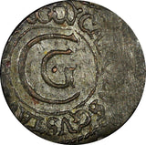 Swedish Livonia City of Riga Carl X Gustav Silver 1660 1 Solidus KM# 50 (22 237)